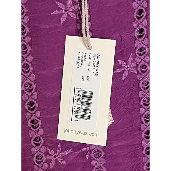 new Johnny Was Sunflower Alta Orchid Embroidered Flare Boho Blouse Top - Picture 10 of 13